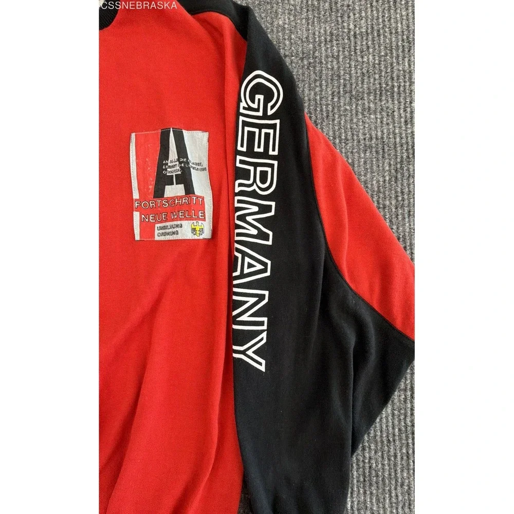Vintage 80s Adidas Germany Fortschritt Neue Welle Sport Sweatshirt Red Black XL